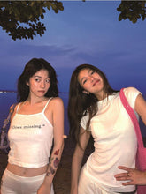 Bxoxo Vintage Harajuku Y2K Sexy Slim Women Suspender streetwear Fashion Grunge aesthetic Hip Hop emo girl Letter Print White Crop Tops